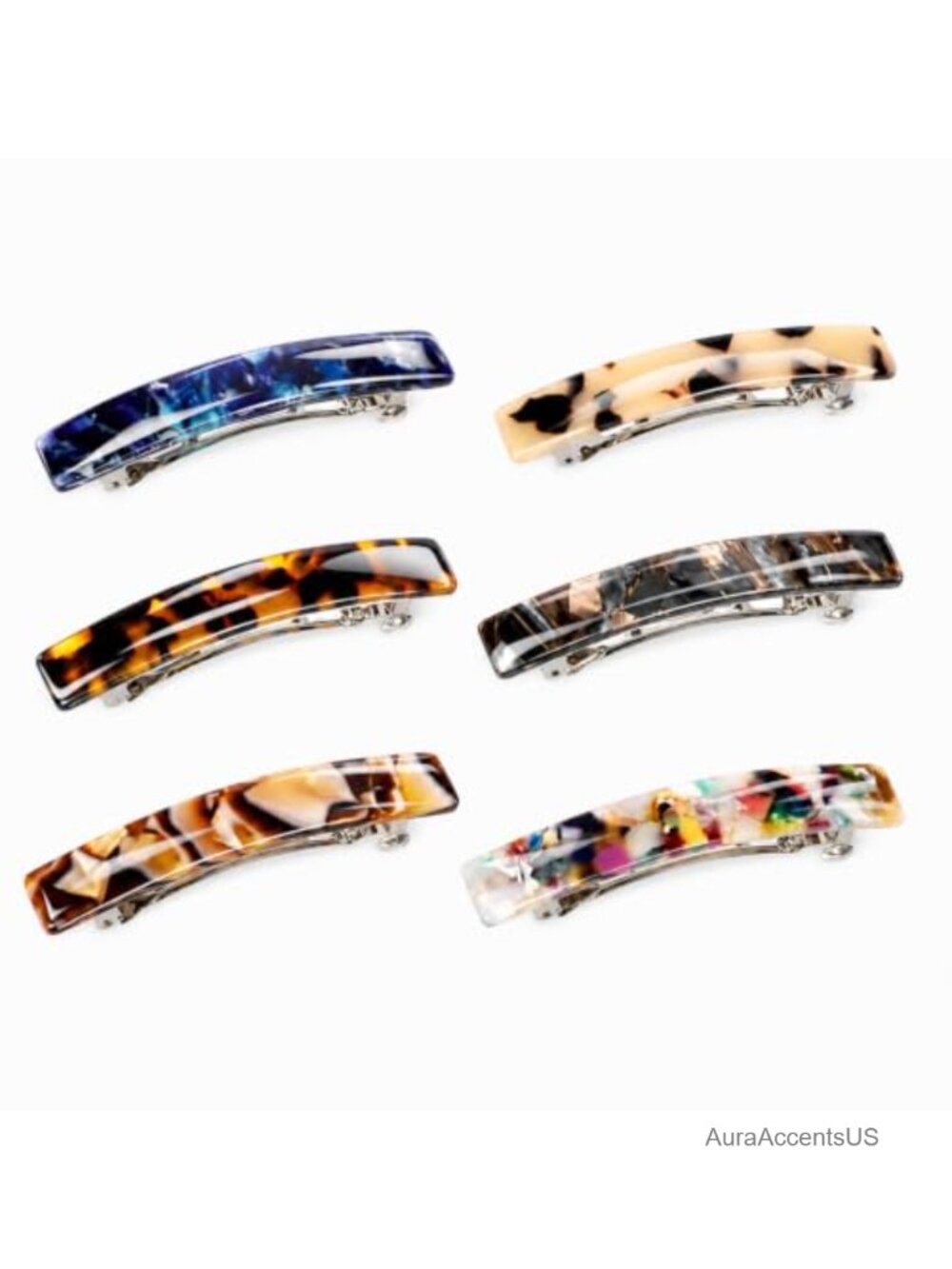 6 Acetate French Tortoise Mini Hair Clips Barrettes